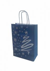 Papírová taška - modré vánoce 180 x 80 x 250 mm