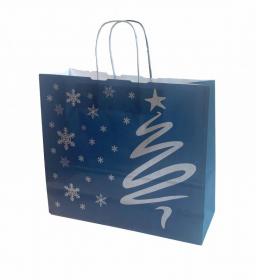 Papírová taška - Modré Vánoce 360 x 120 x 310  mm