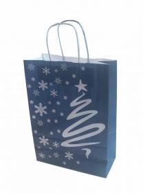 Papírová taška - modré vánoce 230 x 100 x 320 mm